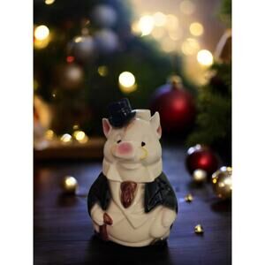 Vintage RARE 1950s McCoy Pig With Tuxedo And Top Hat Piggy Bank/ Coin Bank